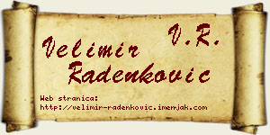 Velimir Radenković vizit kartica